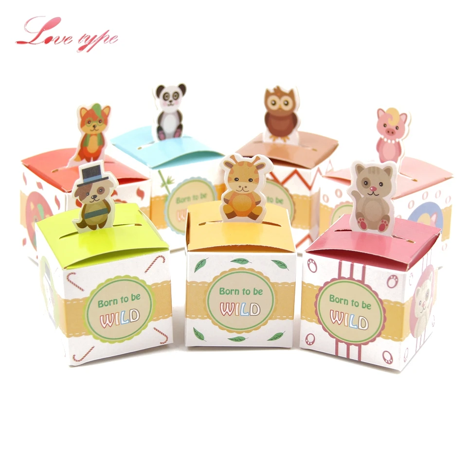 

10PCS Cute Cartoon Animal Candy Gift Box DIY Paper Box for Baby Shower Favors Kids Gift Candy Box Kids Birthday Party Supplies