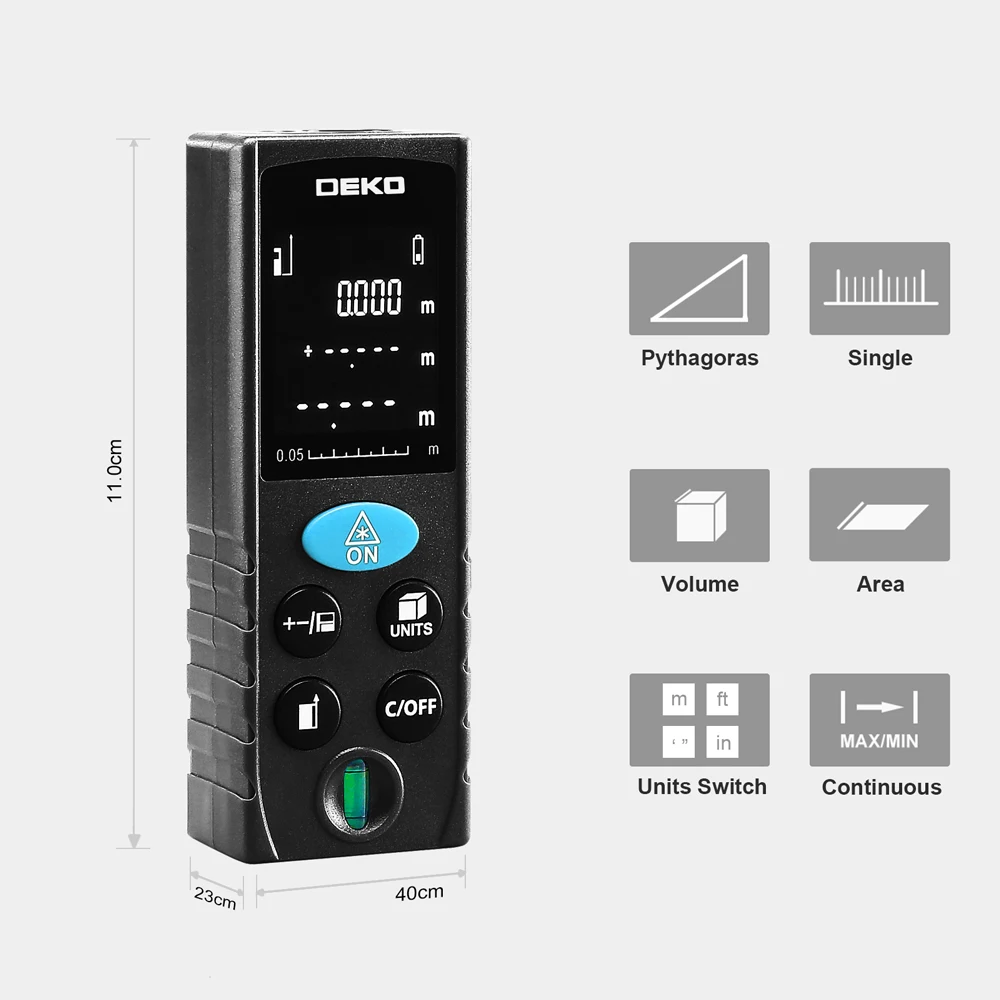Global DEKO LRD110 Laser Distance Meter 70M Handheld Digital Dual Measure Laser Rangefinder Distance/Area/Volume/Pythagorean Global DEKO LRD110 Laser Distance Meter 70M Handheld Digital Dual Measure Laser Rangefinder Distance/Area/Volume/Pythagorean