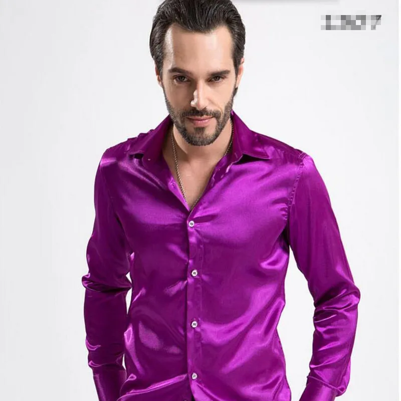 Fashion Shiny Silky Satin Dress Shirt tailor made men wedding shirt