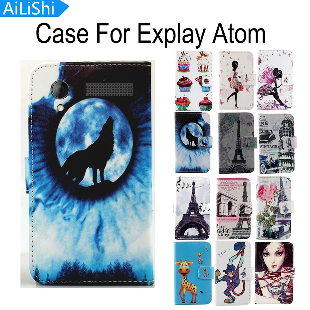 

AiLiShi New Arrive 8-Colors Painted Book Flip Protective Cover Skin PU Leather Case For Explay Atom Case With Card Holder