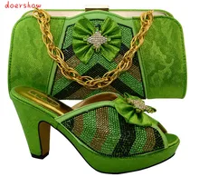 Doershow Estilo Nigeriano Sapatos E Bolsas a Condizer Com Pedras moda Dos Saltos Altos Das Senhoras Sapatos E Bolsas Para Combinar Set! HFC1-22