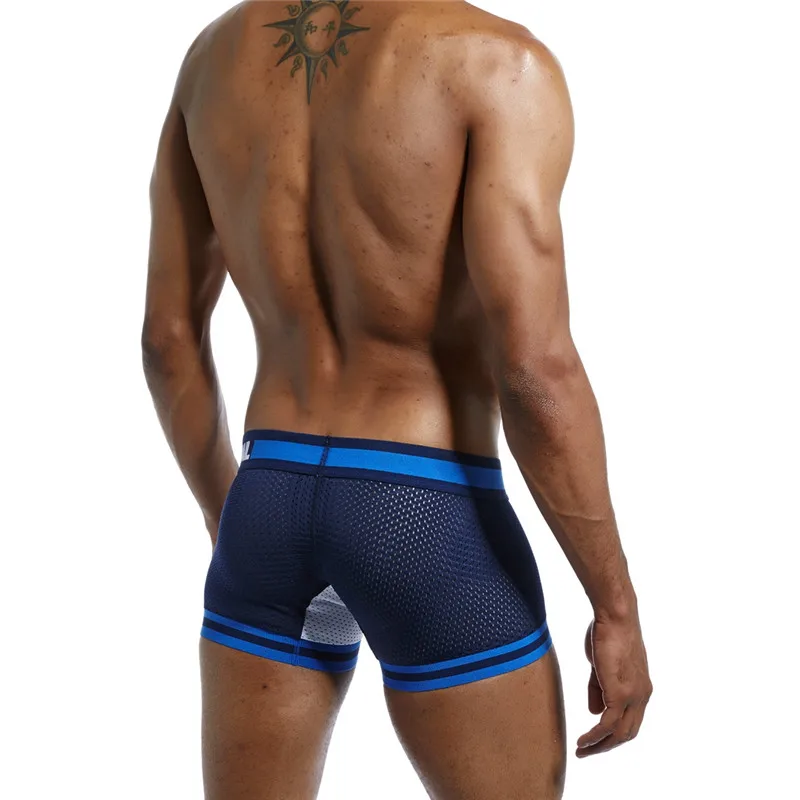JOCKMAIL, фирменное мужское Сетчатое нижнее белье, боксеры, calzoncillos hombre, гей, одежда для сна, Cueca, боксеры, дышащие, промежность, хлопковые трусы, шорты