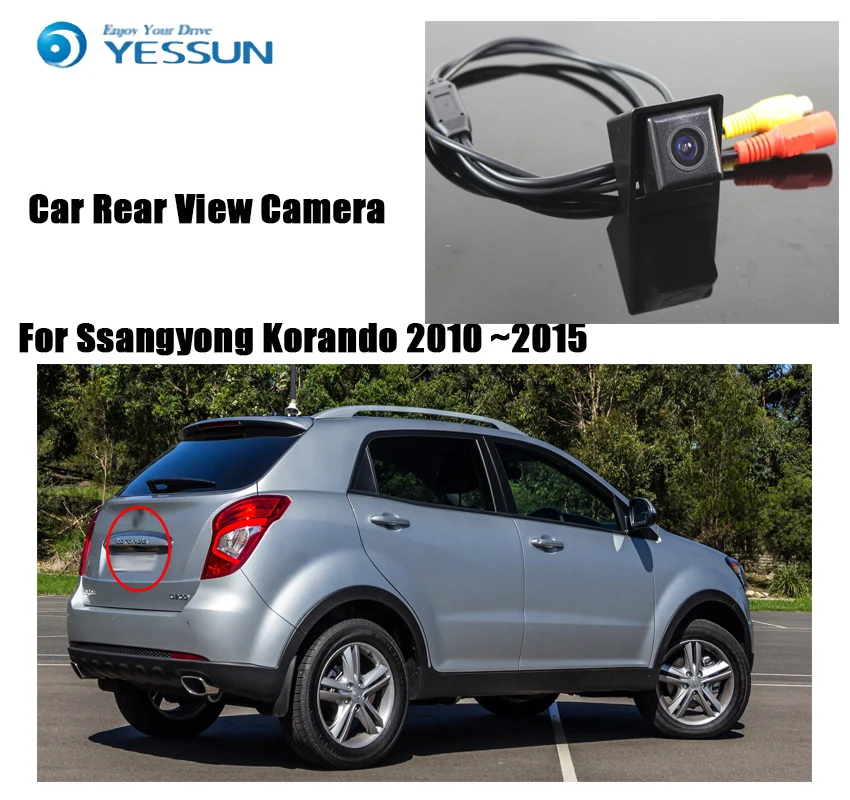 YESSUN автомобильная парковочная камера для Ssangyong Korando 2010~ камера заднего вида HD CCD ночного видения камера заднего вида