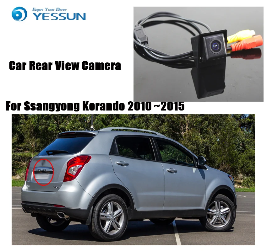 Автомобильная парковочная камера YESSUN для Ssangyong Korando 2010 ~ 2015 заднего вида HD CCD с