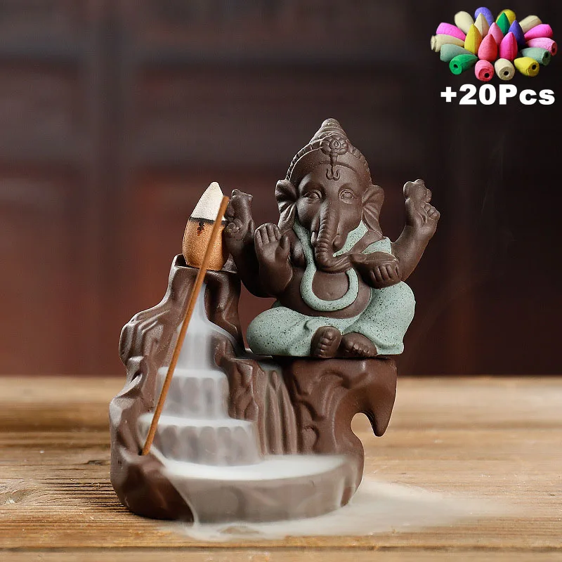 Курильница для благовоний Ganesha Backflow слон Бог эмблема благоприятный и успешный