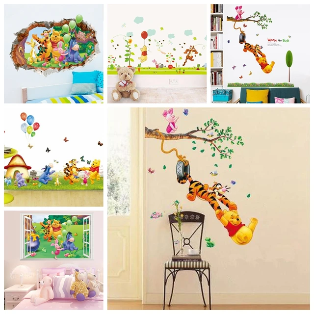 3D Baby Bear cartoon Winnie Pooh HOME bedroom decals wall stickers for kids rooms wall decals nursery party supply gifts poster