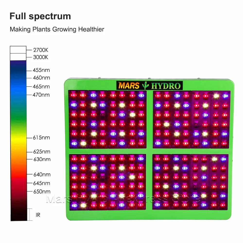 2 шт. MarsHydro отражатель 1000 Вт светодиодный свет для выращивания полный спектр рост цветение переключатели ИК для выращивания комнатных растений