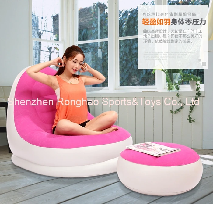 Надувной диван из ПВХ с подставкой для ног дома и улицы|inflatable flocked sofa|outdoor lounge