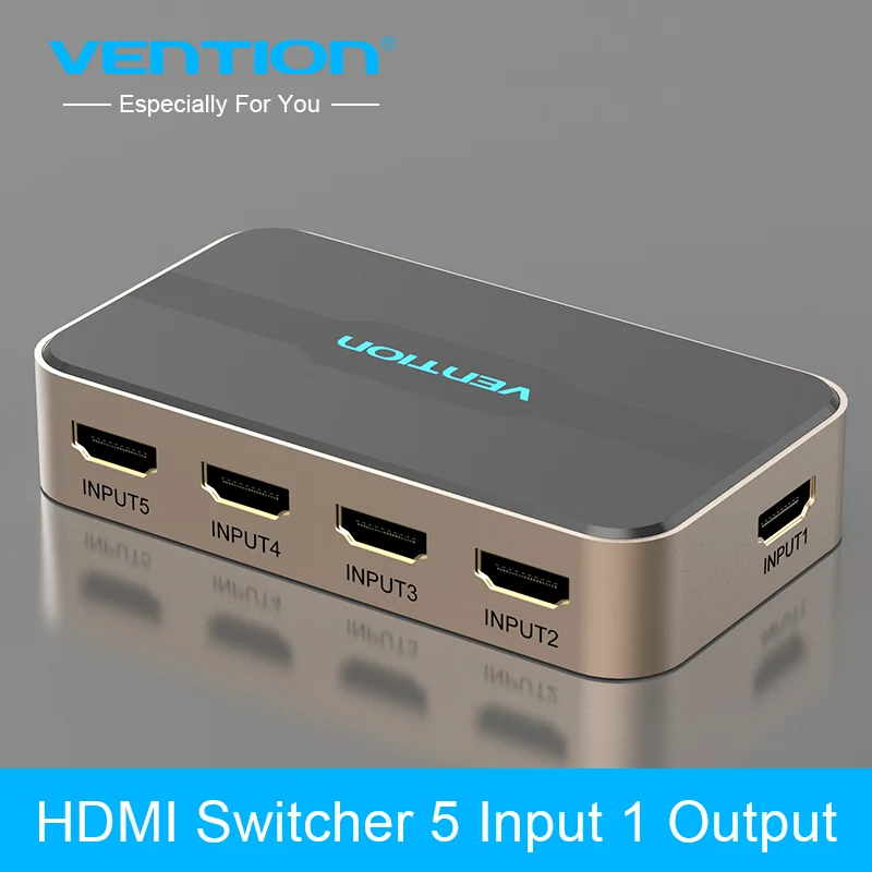

Vention HDMI Switch 5 in 1 out with IR Wireless Remote HDMI Splitter Switcher AC Power Adapter for Chromecast for PS3/4 3D HDCP