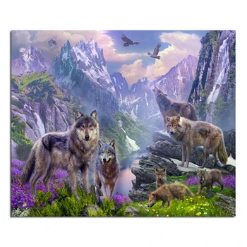 

Group Wolf 60x50 Cash Pattern Diamond Embroidery DIY Needlework Diamond Painting Cross Stitch Full Drill Rhinestones Painting