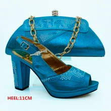 Sky Blue Color African Shoe and Bag Set for Party In Women High Quality Italian Matching Shoes and Bag Sets for Wedding CP63010