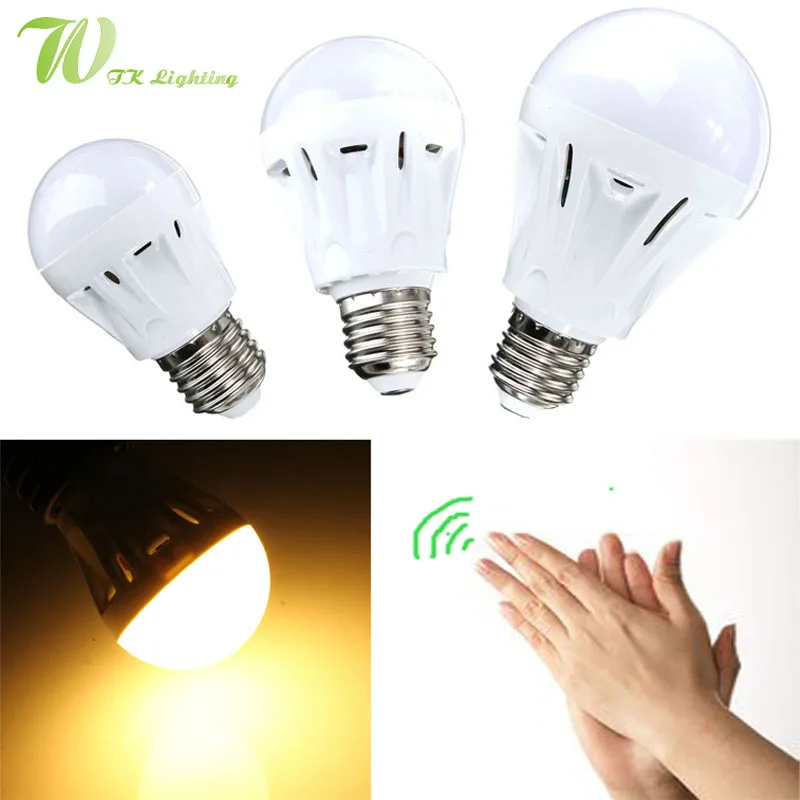 LED Sound Light Sensor Bulb 3W 5W 7W 9W Voice Activated Intelligent Lamp 220V Auto Motion Sensor