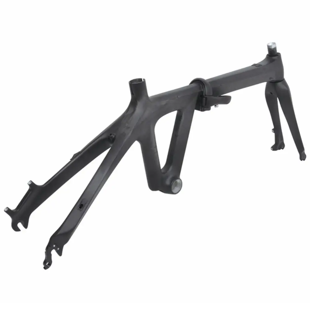 Best China top quality brand 20 inch carbon folding bike frame dengfu bicycle frame folding bike 3k matt BSA fast shipping 1