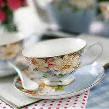 180 мл Флора классический костяного фарфора кофе чайный набор с ложкой позолоченная Роскошная британская черная чайная чашка Новогодний подарок