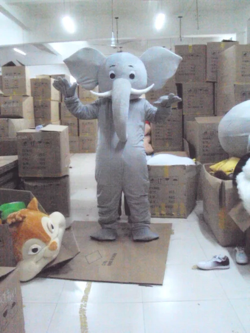 Grey Elephant Cartoon Mascot Costume For Adults Christmas Halloween Outfit Fancy Dress Suit Free Shipping Drop Shipping