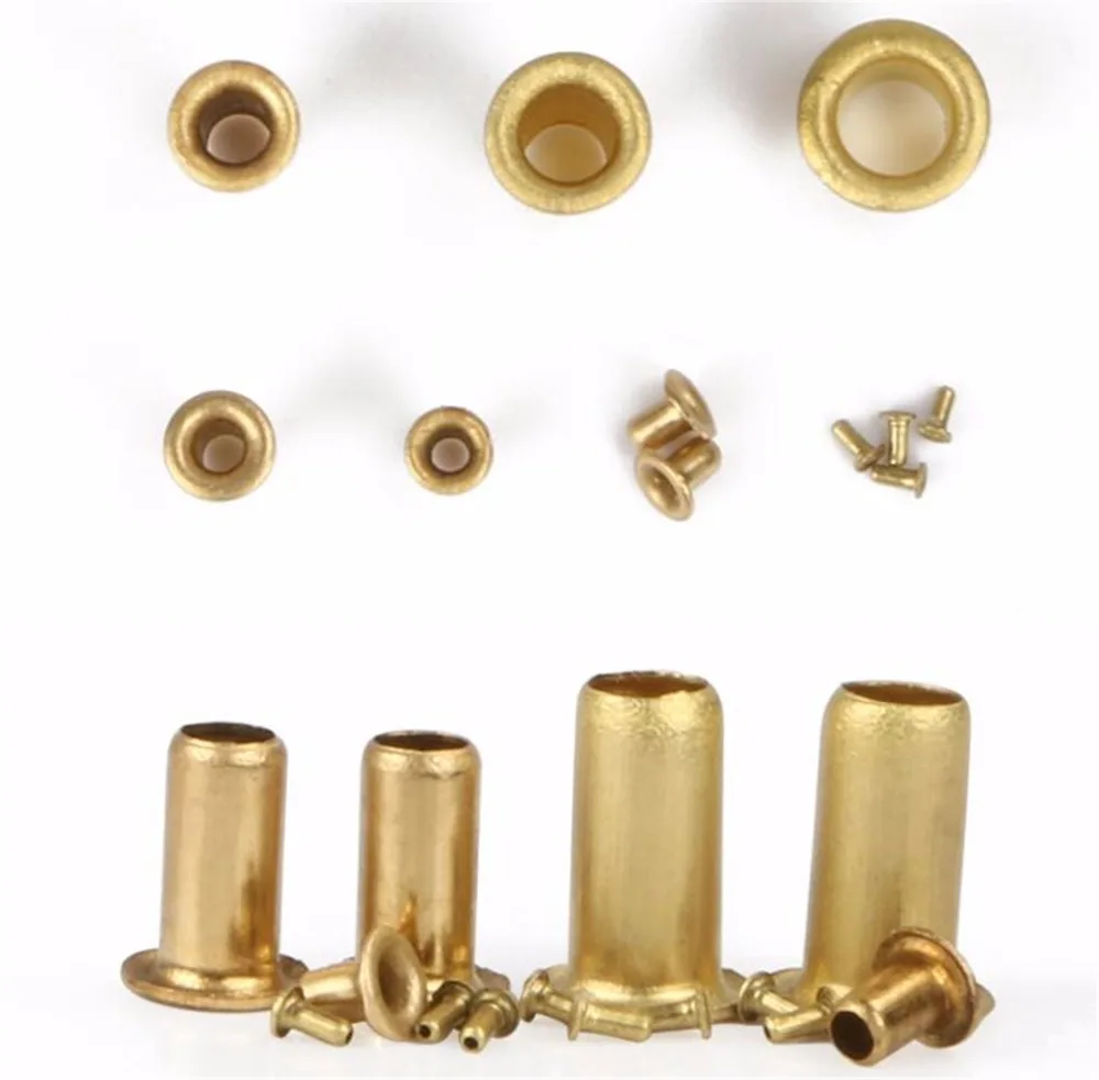 500/1000pcs M1.3x3mm Brass Eyelet Rivet Nut Through Hole Rivets Hollow