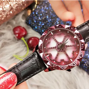 

Leather Strap Quartz Wristwatch Clock Women Casual Diamond Purple Quartz Tide Watch Buckle Relogio Feminino