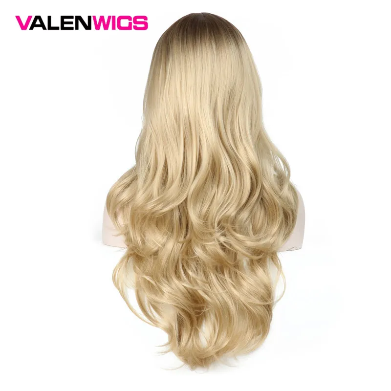 ValenWigs длинные волнистые синтетические парики 28 дюймов термостойкие волосы для черных женщин афроамериканские бесклеевые волосы с бесплатной крышкой - Цвет: 10T16