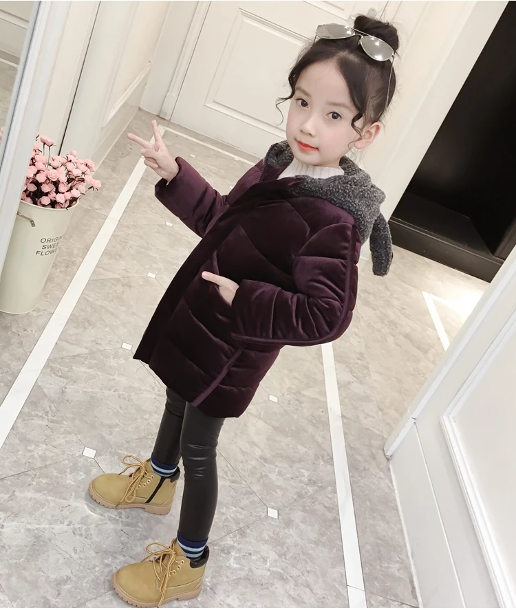 3-11Y Girls Winter Jackets Removable Kids warm Padded Cotton Parkas Coat Children's Hooded Coats Baby Girl Thick Outwear