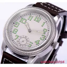 44mm parins White dial Luminous Marks Stainless steel Case 17 jewels 6498 Movement hand winding Mechanical
