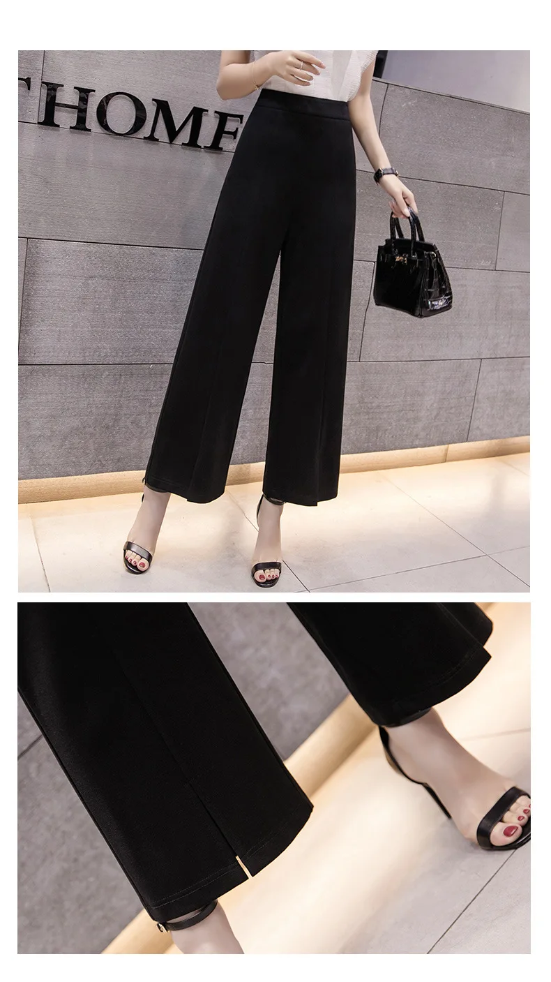 Женские повседневные свободные широкие брюки, женские элегантные модные брюки, женские белые/черные новые брюки NS4288