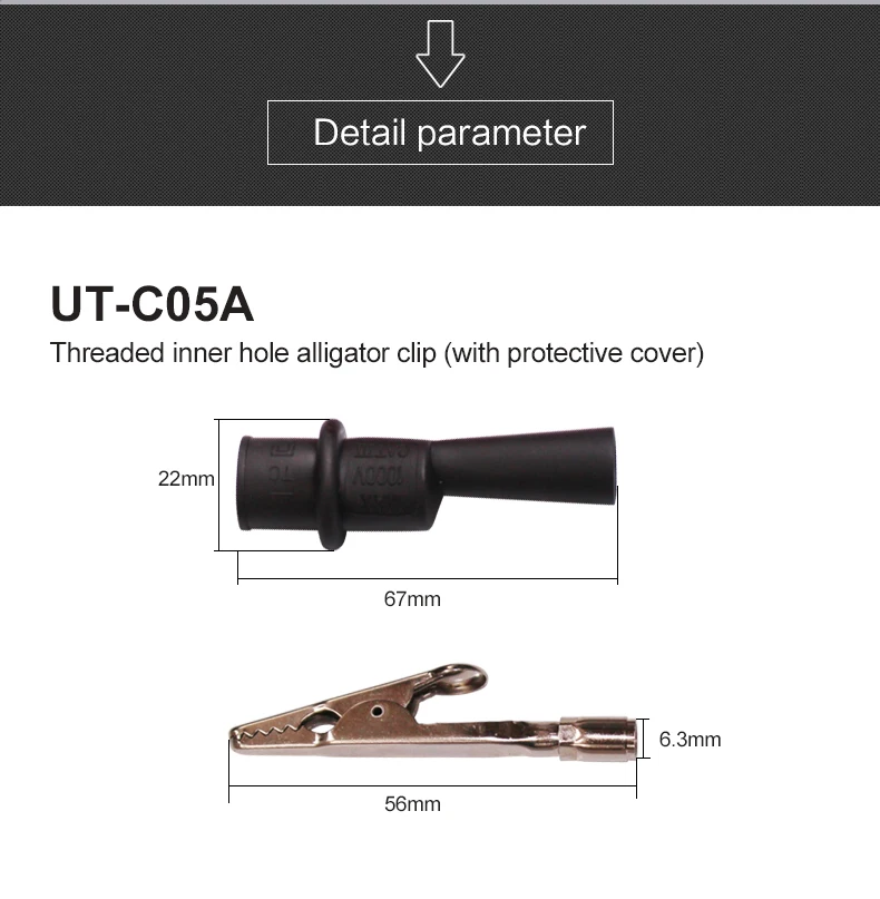 1 пара UNI-T зажим крокодил Электрический зажим мультиметр тестер зонд через отверстие M4 резьбовое отверстие с протектором