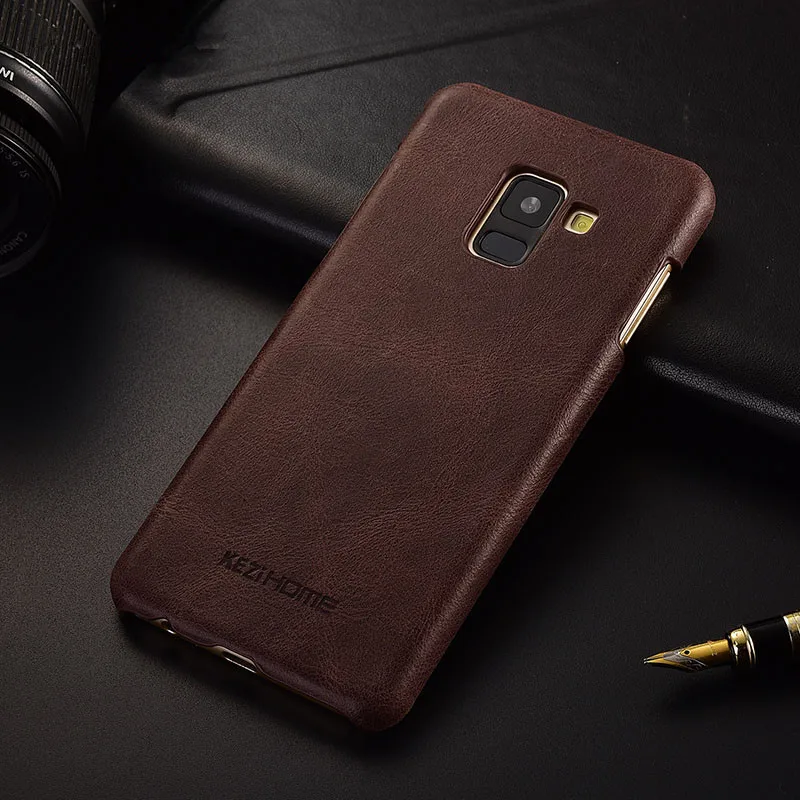 

Luxury brand design retro genuine leather back cover case For samsung galaxy A8 plus 2018 phone cases and covers shell