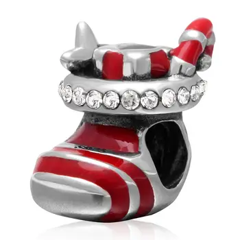 

2016 Newest 100% 925 Sterling Christmas Stockings with Clear CZ Fit Pandora Bracelet & Bangle DIY Jewelry