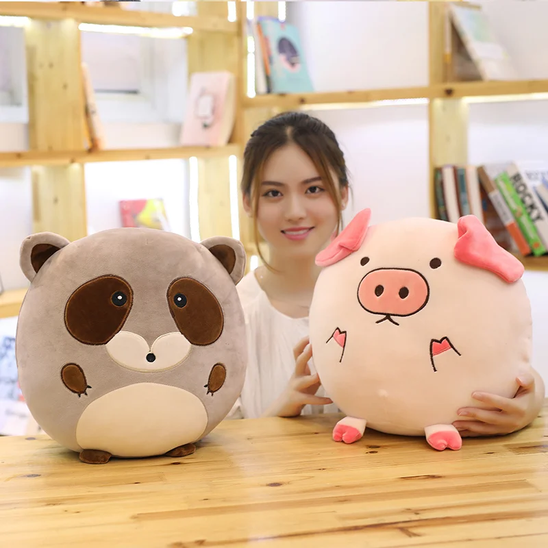 1 шт. 40 см Kawaii Pig Cow Lion Hippo подушка из енота плюшевая диванная домашнее украшение