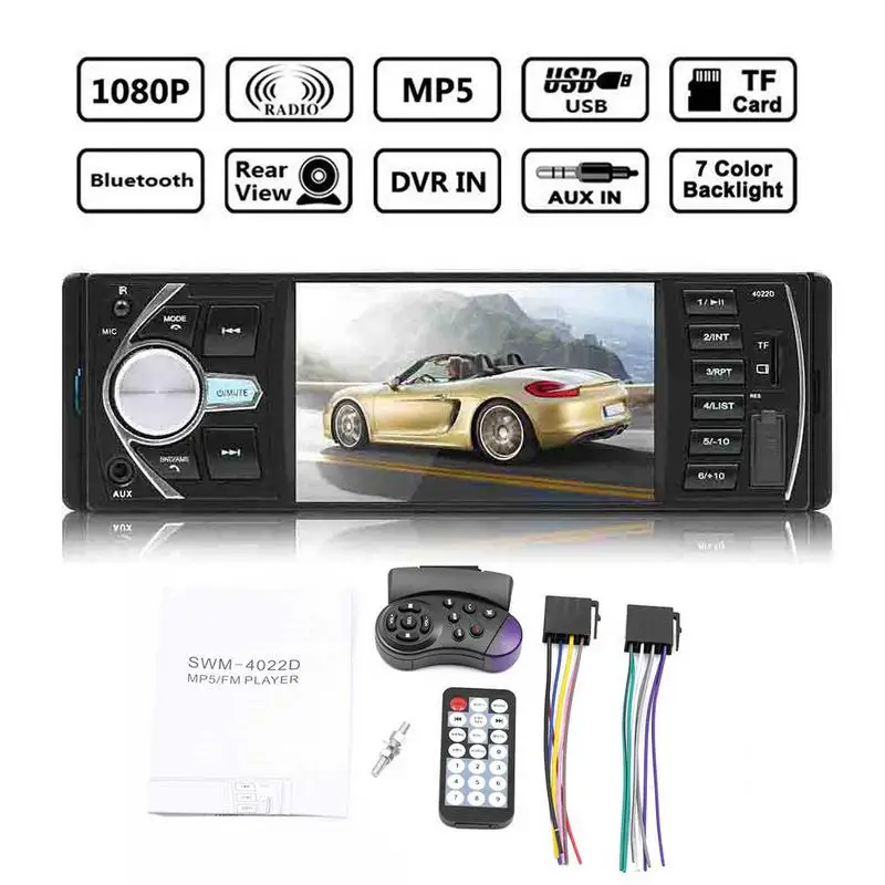 4,1 двойной 1 DIN автомобиль MP5 MP3 плеер Bluetooth Сенсорный экран стерео радио камера - Цвет: Красный