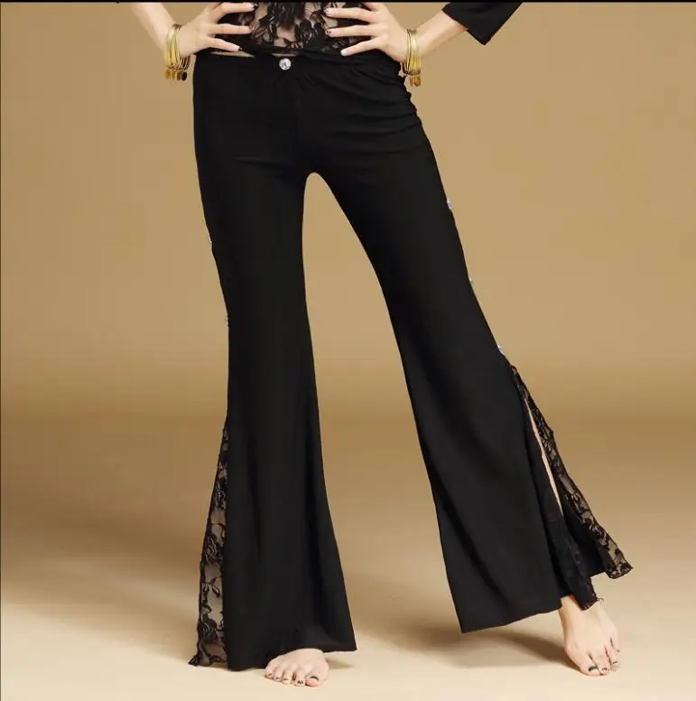 

Women's Lace Split Diamond Belly Dance Pants Professional Dancewear