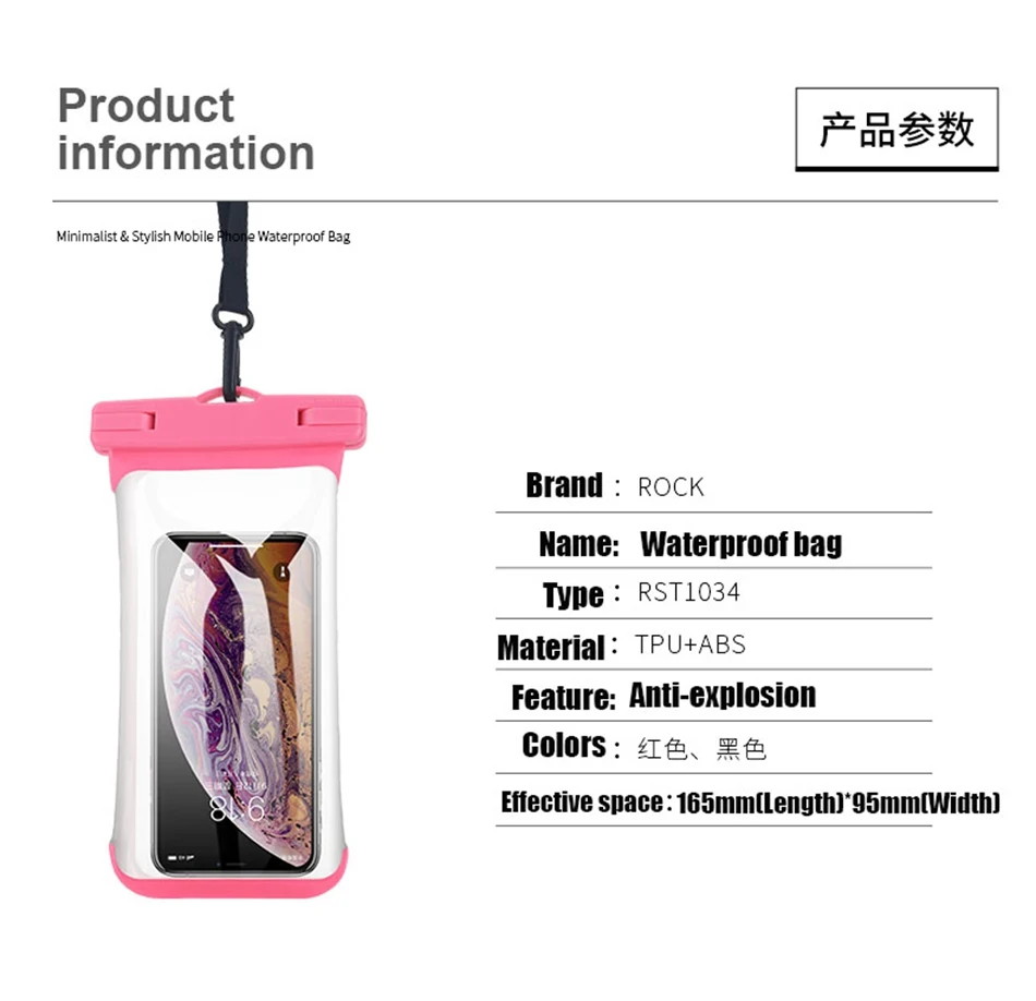 ROCK плавательные сумки водонепроницаемая сумка Универсальный подводный чехол для телефона iPhone 8 7 6 Xiaomi samsung huawei защитный чехол