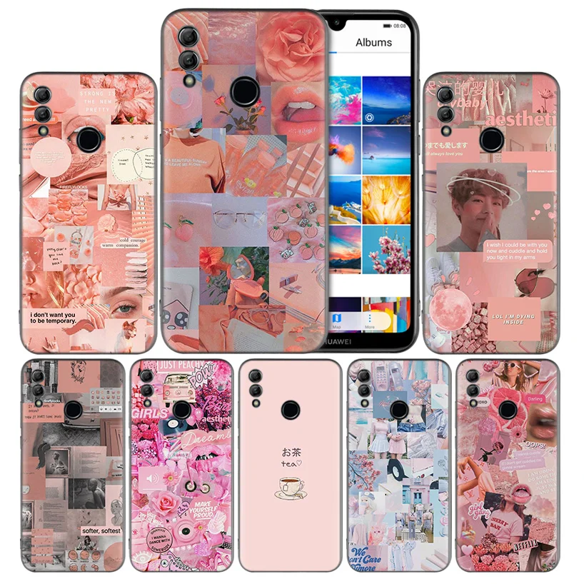 

Pink Aesthetics Silicone Case Cover for Huawei Honor 8X 8C 8A 8S 10 10i 20i 20 Play Y9 Y7 Y6 Y5 Lite Pro 2018 2019 Fundas Capa