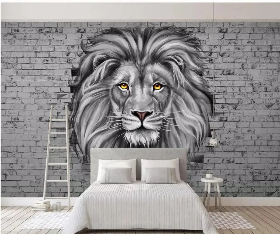 Custom Any Size Mural Wallpaper Lion 3d modern Nordic background wall decorative painting Wallpaper 3d Mural For Living Room Custom Any Size Mural Wallpaper Lion 3d modern Nordic background wall decorative painting Wallpaper 3d Mural For Living Room