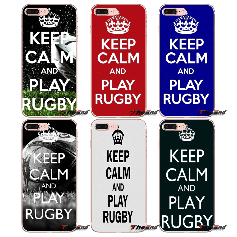 

For iPhone X 4 4S 5 5S 5C SE 6 6S 7 8 Plus Samsung Galaxy J1 J3 J5 J7 A3 A5 2016 2017 Keep Calm and Play Rugby Silicone Case