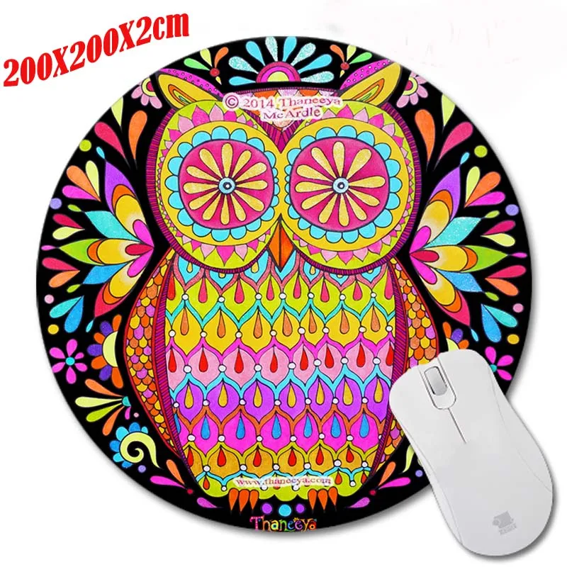 

Mairuige Round colorful Mouse Pad Owls Drawing Beautiful Decor Computer Notebook Printing Circular Mouse Pad Rubber Mat