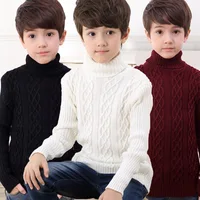 Осенне-зимняя одежда для мальчиков, Подростковый Детский свитер для мальчика, модный свитер с высоким воротом, детские пуловеры, верхняя одежда, вязаная одежда для мальчиков