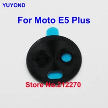 YUYOND Original nueva cubierta de lente de cristal de la cámara trasera con reemplazo adhesivo para Motorola Moto E5 Plus negro 100 unids/lote