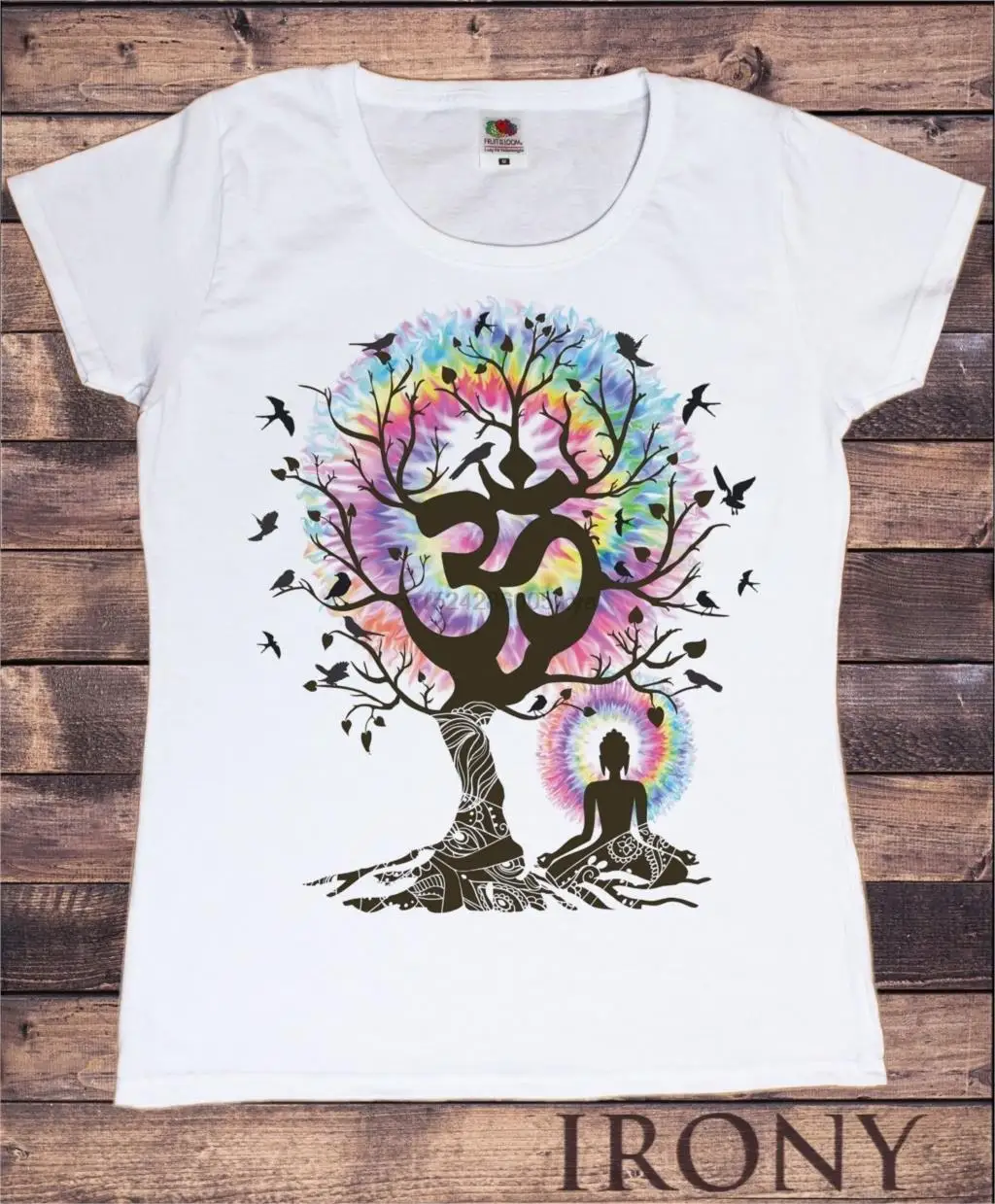 

Womens T-Shirt Yoga Meditation India zen OM Tree Beautiful Birds Print TS1424