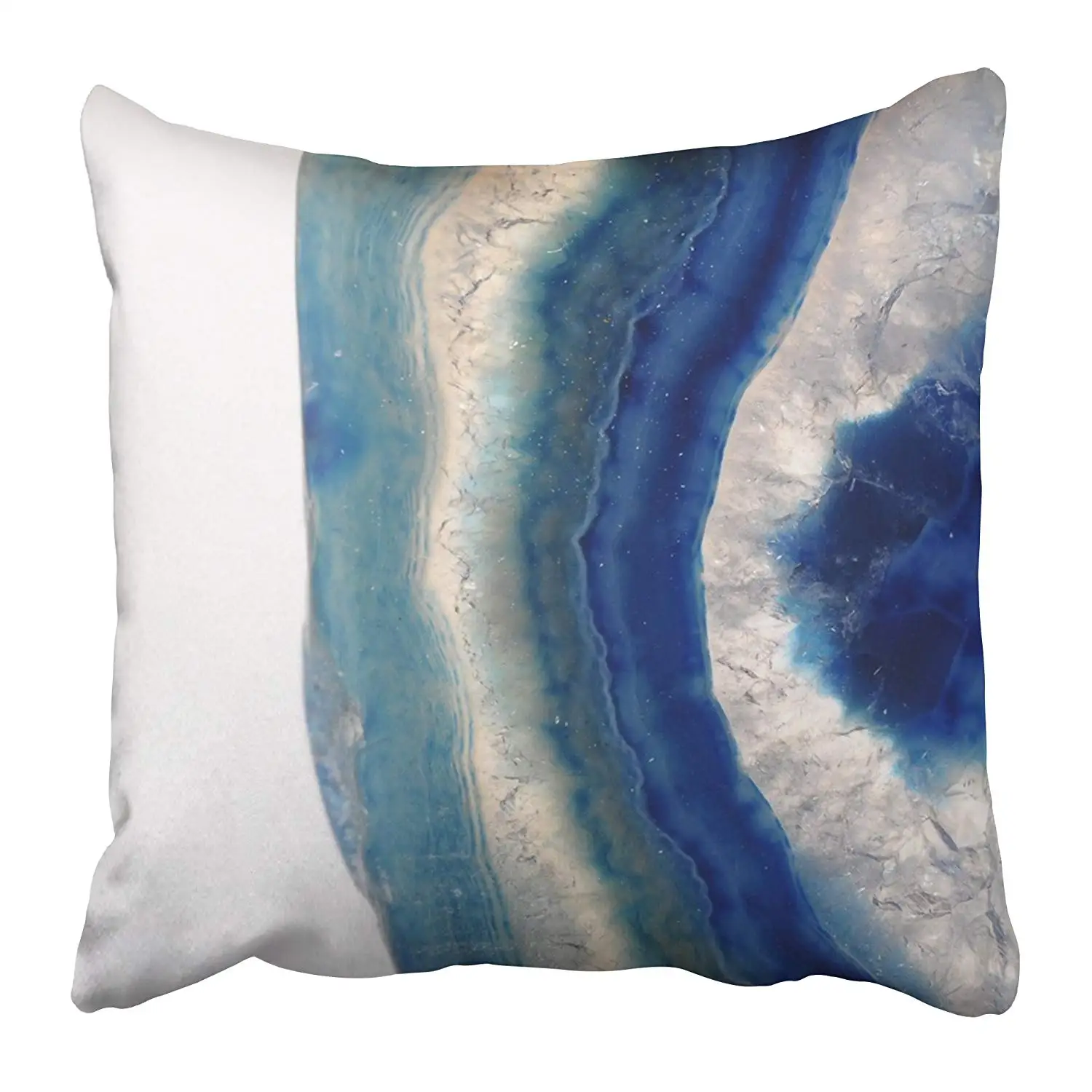 

Throw Pillow Covers Inche White Mineral Blue Agate Slice Stone Precious Close Sea Pillow Case Cushion Two Sides Print Pillowcase
