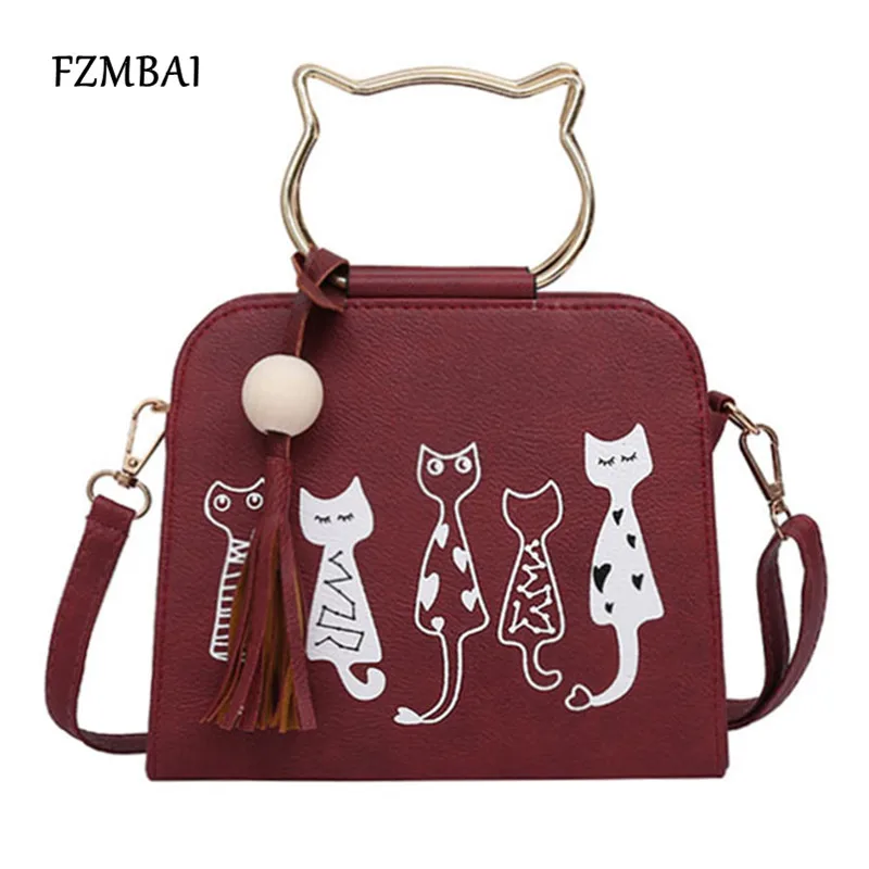 Fzmbai Модные женские PU китти сумки с принтом кота один Сумки на плечо|fashion shoulder