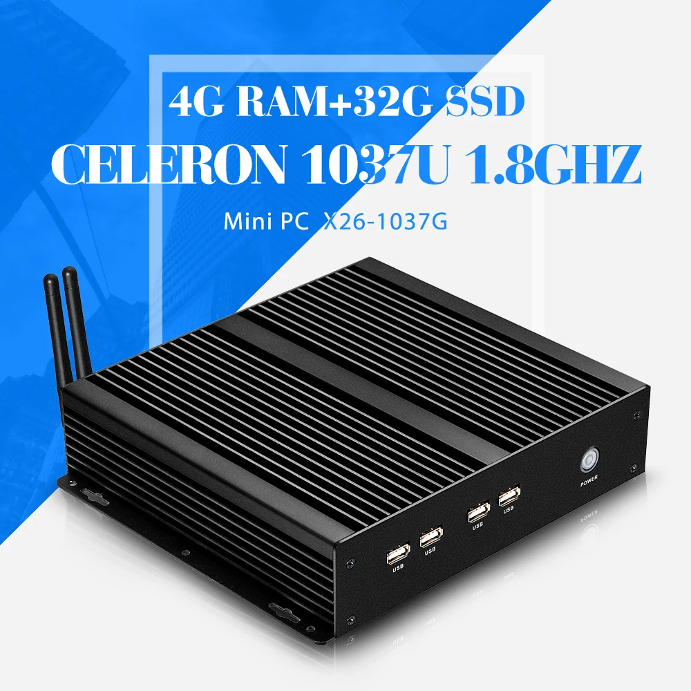 mini desktop pc C1037U 4g ram 32g ssd with wifi mini computer thin client embedded pc computer 8*USB 4*RS-232