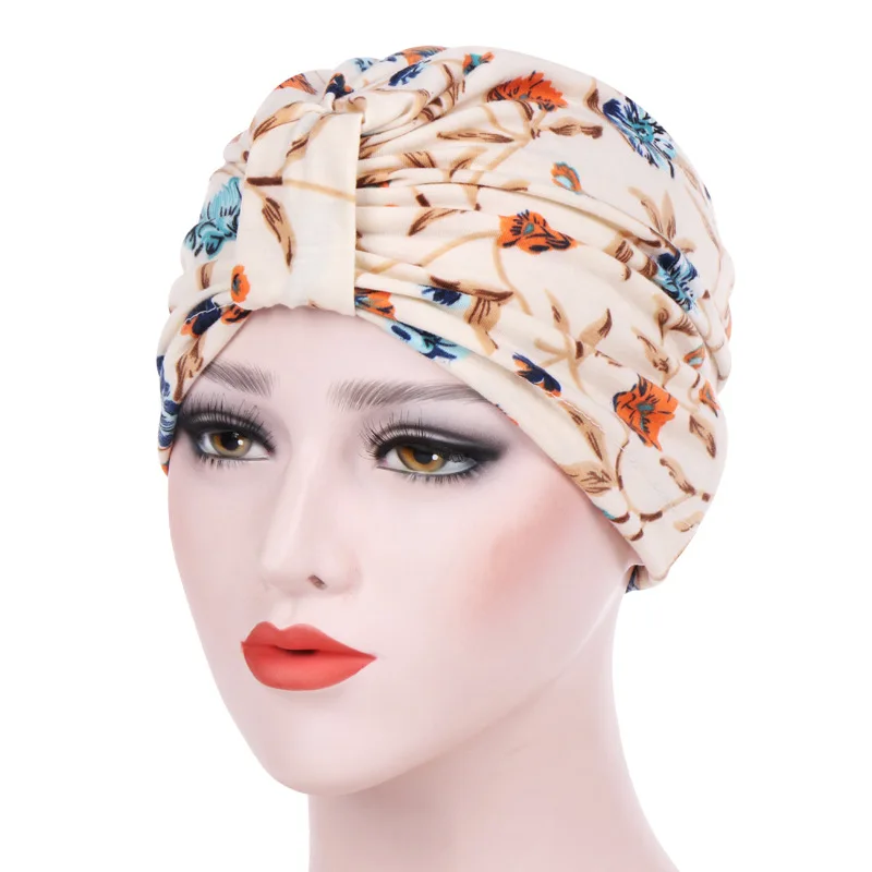 Новый сад с цветочным рисунком Хлопок Skullies & Круглая Шапочка Шапка Кепка хиджабы