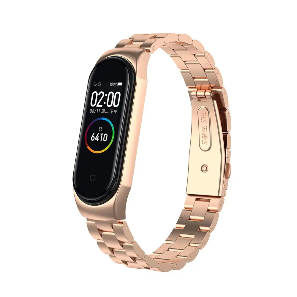 Correa de reloj de acero inoxidable para Xiaomi mi band 4, pulsera  inteligente Mi Band 3, accesorios + funda de Metal - AliExpress