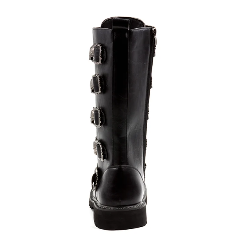 Hommes D'hiver mollet Rmc Pu Top La Mi Chaussures Crâne Bottes Cosidram Hombre Cuir Mâle 132 En High Noir Moto Botas Plus Taille 45 JlcFK1