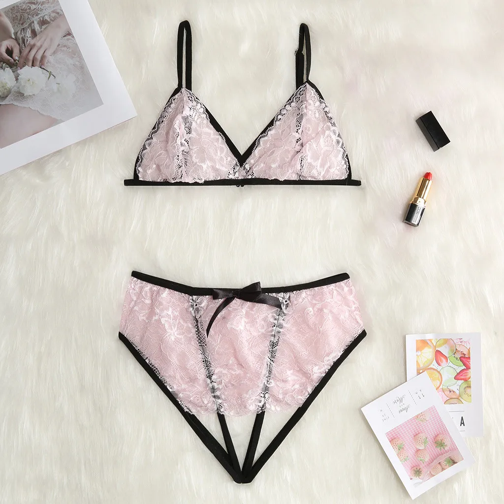 Женское прозрачное сексуальное нижнее белье Babydoll бюстгальтер и трусики женское
