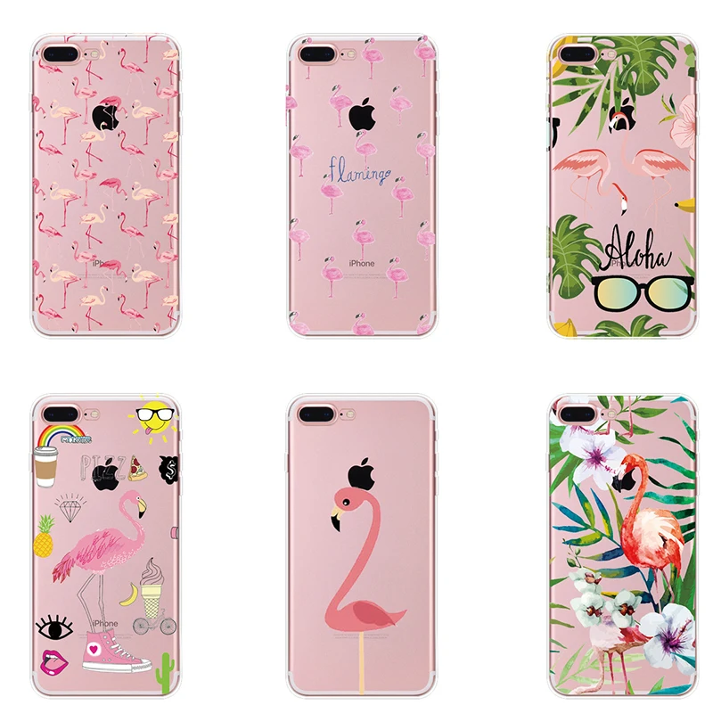

Novelty Fundas Phone Case Cover For Apple iPhone 5 5s SE 6 6SPlus 7 7plus Fruit Perfume Bottle Flamingo Silicon Transparent Capa