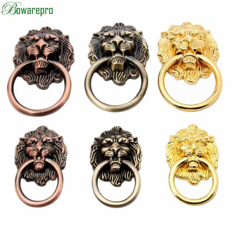 bowarepro Antique Bronze Lion Head Design Drawer Ring Pull Handle Knob Cabinet Pulls Handles Decorative Gift Box 42/50mm 1 PC bowarepro Antique Bronze Lion Head Design Drawer Ring Pull Handle Knob Cabinet Pulls Handles Decorative Gift Box 42/50mm 1 PC