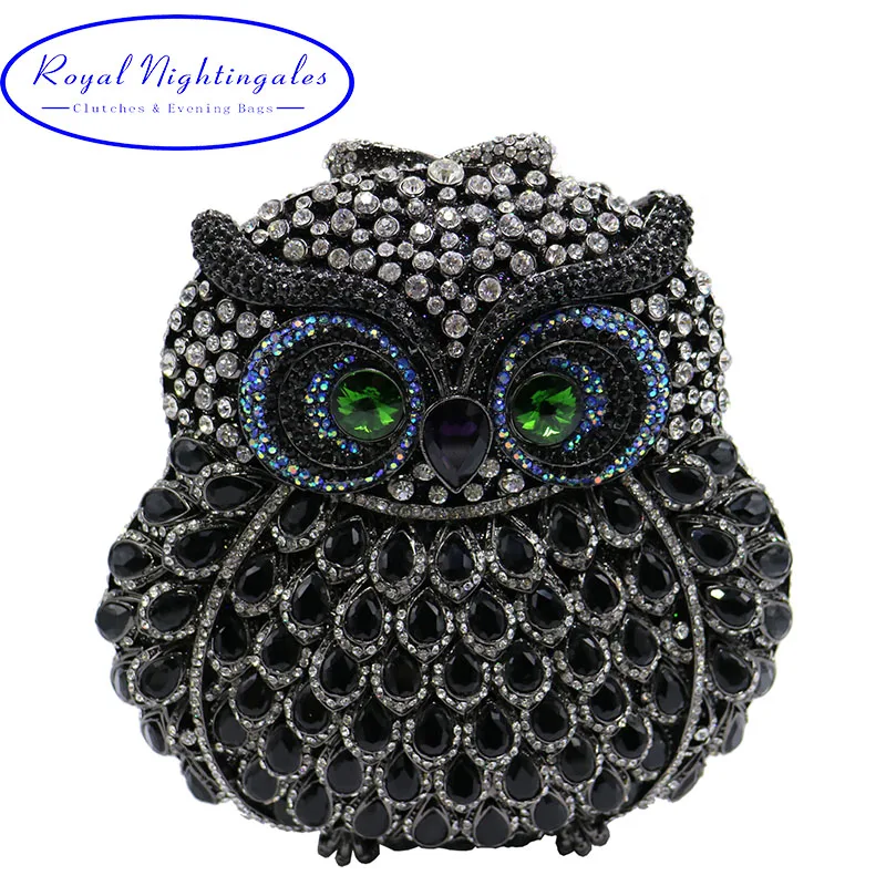 New Owl Clutches Small Animal Clutch Bags for Womens Wedding Prom Dinner Party Rhinestone Owls