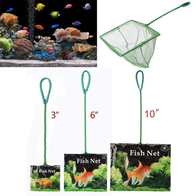 Portable Fish Net Long Handle Square Aquarium Accessories Fish